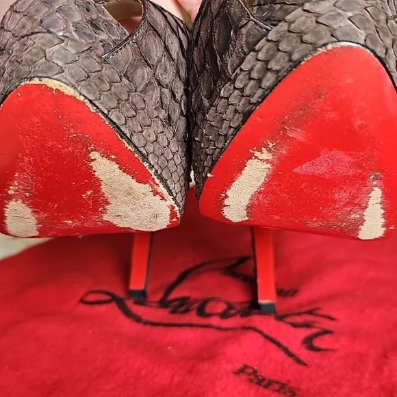 Louboutin Python Peep-Toe Heels - Picture 10 of 13